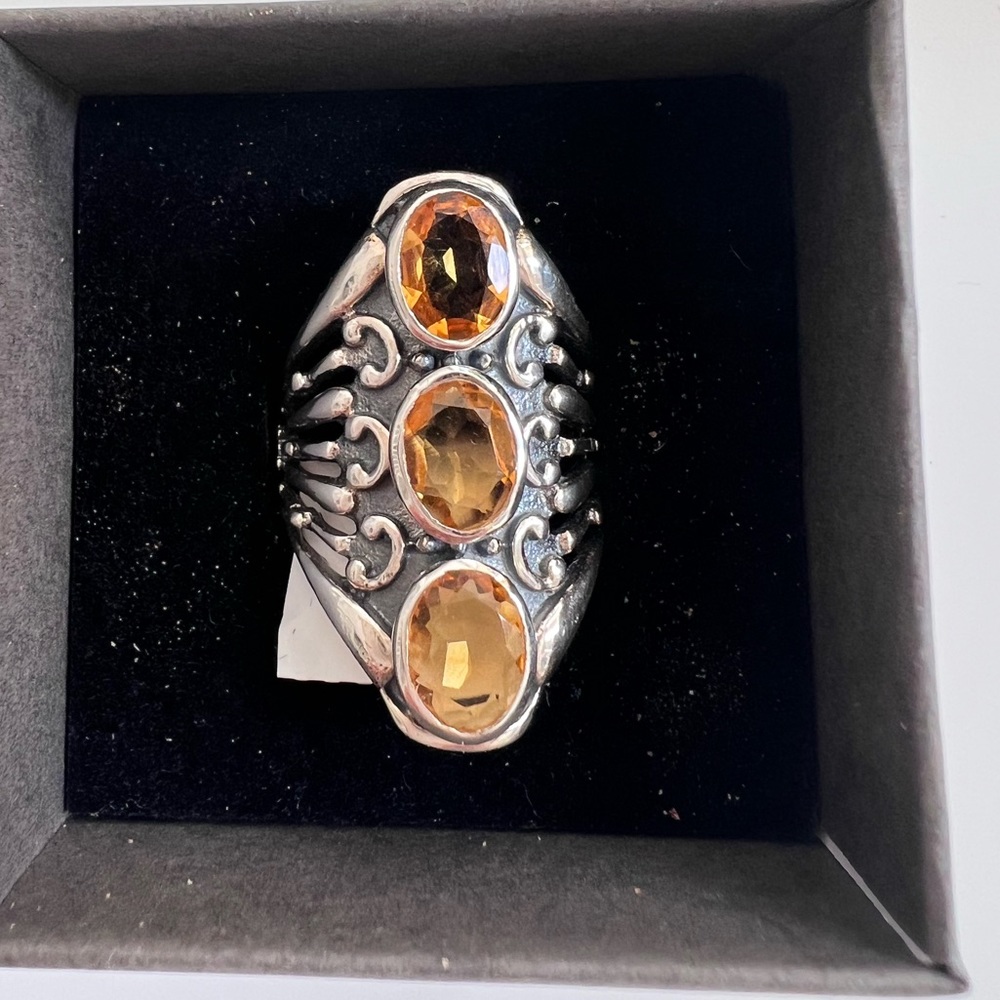 ARTUNE | Sterling Silver | 3 stone Citrine Ring | Brand New with Tag